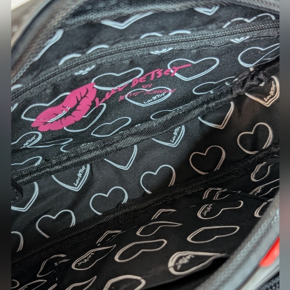 Luv Betsey Johnson Black Strawberry And Daisy Multiple Charm Crossbody Bag - Picture 8 of 9